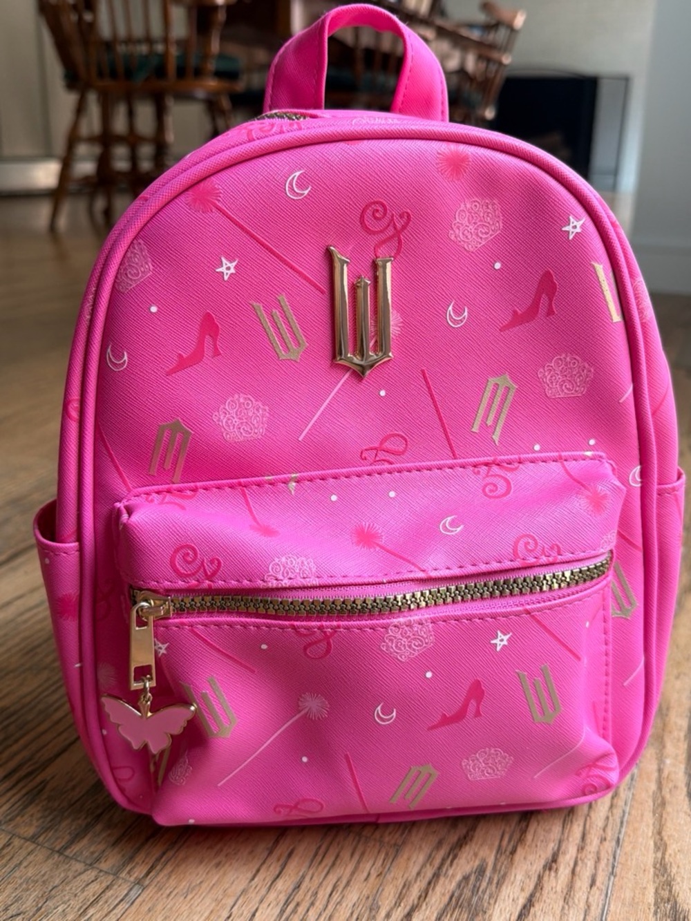 Wicked Pink Mini Backpack with Gold Accents